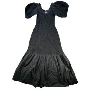 Show Me Your Mumu Womens Size Medium Crinkle Crepe Midi Stress Puff Sleeve